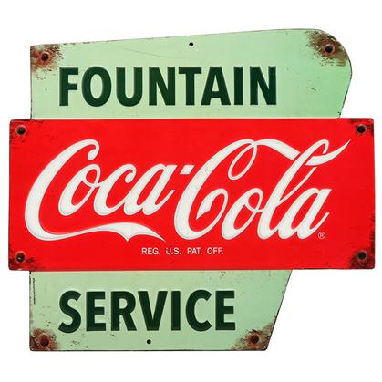 COCA-COLA SERVICE EMBOSSED TIN SIGN 13"x11.5"
