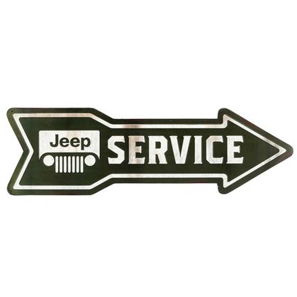 JEEP SERVICE ARROW EMBOSSED TIN SIGN 27"x8.3"