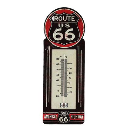ROUTE 66 METAL THERMOMETER 5&quot;x15.5&quot;