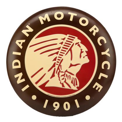 INDIAN MOTORCYCLE TIN BUTTON SIGN 14"x14"