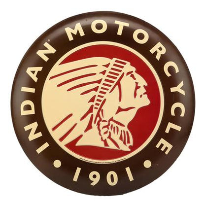 INDIAN MOTORCYCLE TIN BUTTON SIGN 14"x14"
