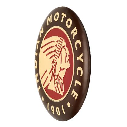 INDIAN MOTORCYCLE TIN BUTTON SIGN 14"x14"
