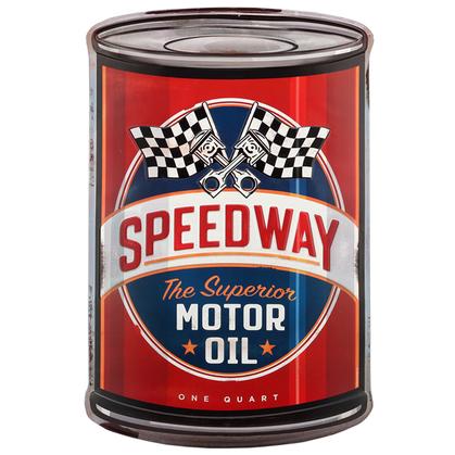 SPEEDWAY EMBOSSED CURVED TIN SIGN 16"x24"