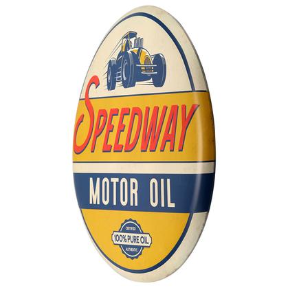 SPEEDWAY MOTOR OIL TIN BUTTON SIGN 24&quot;X24&quot;