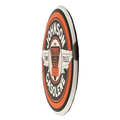 JOHNSON GASOLENE RUSTIC TIN BUTTON SIGN 24"X24"