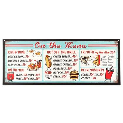 MENU BOARD EMBOSSED TIN SIGN 24"X9.5"