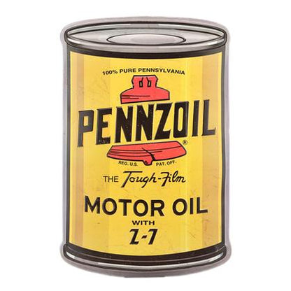 PENNZOIL OIL CAN CURVED TIN SIGN 15.5"X23.7"