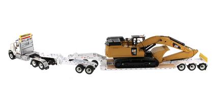 International HX520 Tandem Day Cab Tractor with XL 120 HDG Lowboy Trailer and Cat 349F L XE Hydraulic Excavator