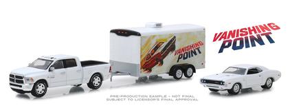 2018 Ram 2500 with 1970 Dodge Challenger R/T in Enclosed Car Hauler "Vanishing Point"