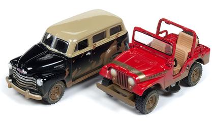 Ensemble Off Road Jeep CJ-5 &amp; 1950 Chevrolet Suburban