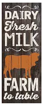 Faux wood sign 20&quot;x8&quot; &quot;Dairy Fresh Milk&quot;
