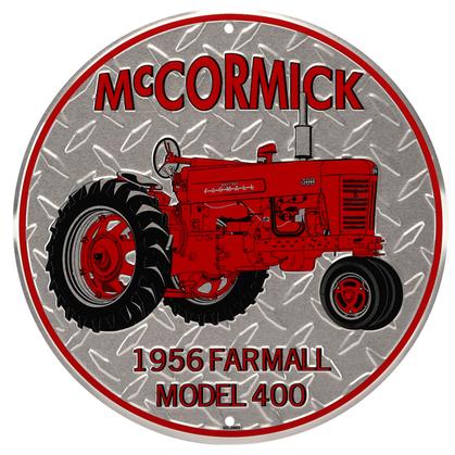 MCCORMICK TRACTOR DIAMOND EMBOSSED TIN SIGN 12"