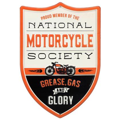 NATIONAL MOTORCYCLE SOCIETY EMBOSSED TIN SIGN