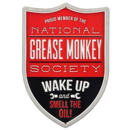 NATIONAL GREASE MONKEY SOCIETY EMBOSSED TIN SIGN