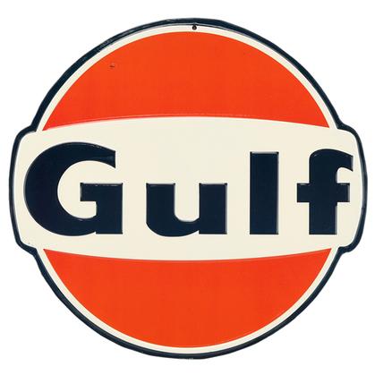 GULF OIL EMBOSSED TIN SIGN 12"