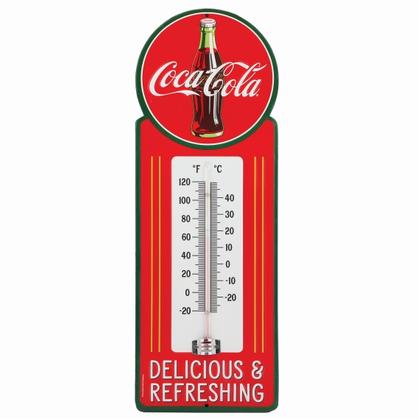 COCA-COLA DELICIOUS WEATHER RESISTANT TIN THERMOMETER 5.5x15.5