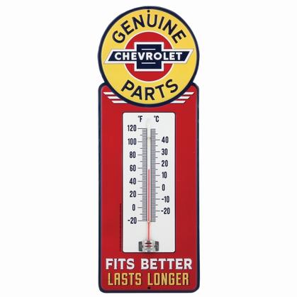CHEVROLET WEATHER RESISTANT EMBOSSED TIN THERMOMETER 5.5x15.5