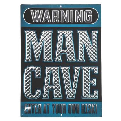 MAN CAVE EMBOSSED TIN SIGN 10x14