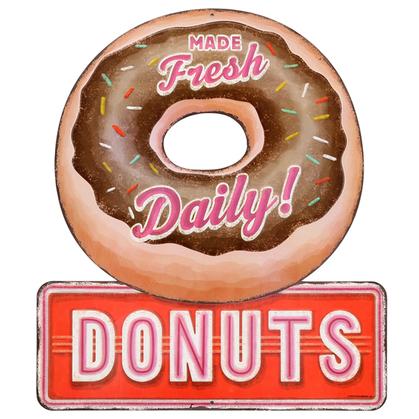 DONUTS EMBOSSED TIN SIGN 13x15