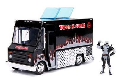 Tacos El Guero Food Truck in Black with Deadpool Figure