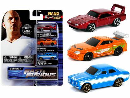 Set "FAST &amp; FURIOUS" 3 PC SET "NANO HOLLYWOOD RIDES" 1/65