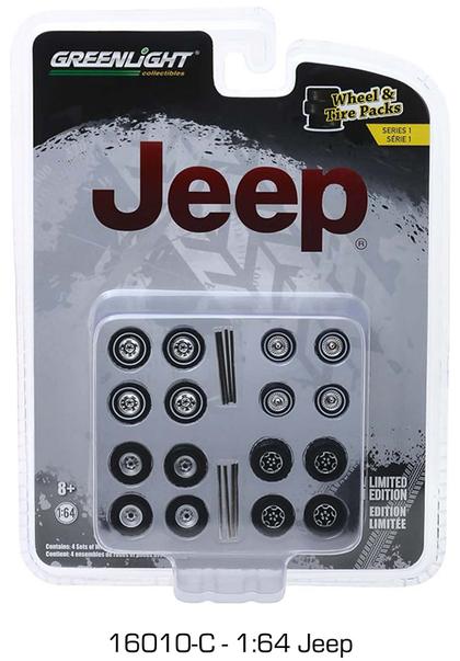 Jeep Wheel &amp; Tire Pack 16 Wheels, 16 Tires, and 8 Axles Wheel and Tires Packs Series 1