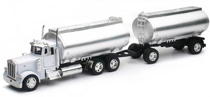 Peterbilt 379 Twin Oil Tanker Truck in White with Chrome Tanks