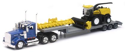 Kenworth Truck and Lowboy Trailer with New Holland Harvester
