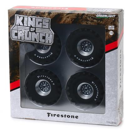 Firestone - 48-Inch Monster Truck Wheel and Tire Set "1:18 Kings of Crunch"
