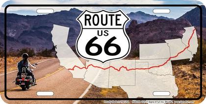 Route 66 Mountains Map License Plate