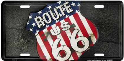 Route 66 Flag Black License Plate