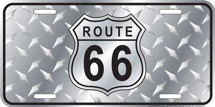 Route 66 Diamond Polished License Plate