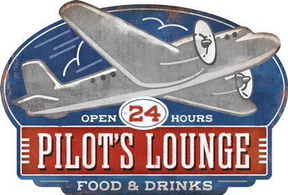 PILOTS LOUNGE Enseigne Embossé