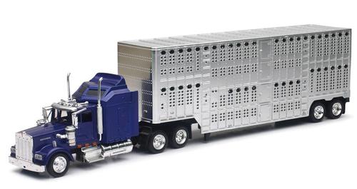 Kenworth W900 with Chrome Pot Belly Livestock Trailer