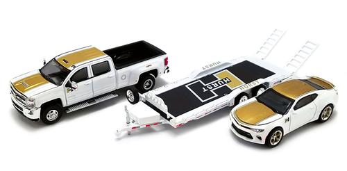 2018 Chevrolet 3500 Dually Pickup with 2018 Chevrolet Camaro SS with Heavy-Duty Car Trailer "Hurst Performance"