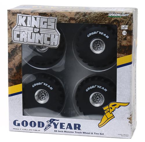 Goodyear 66-Inch Monster Truck Roues et Pneu Set 1:18 Kings of Crunch
