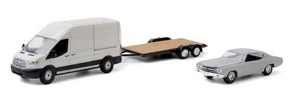Miniature-Greenlight-1-64-Ford-Transit-2015-Chevrolet-Chevelle-Malibu-1970-remorque-American-Pickers