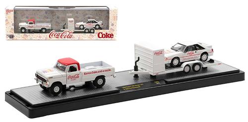 Coca-Cola - 1969 Ford F-100 Ranger 4x4 with 1990 Ford Mustang GT (M2 Machines-Auto Haulers 56000-TW08)
