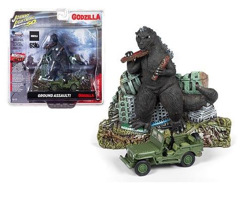 Godzilla Monster w/Japan Police Reserve Corps Willys MB Jeep 1/64
