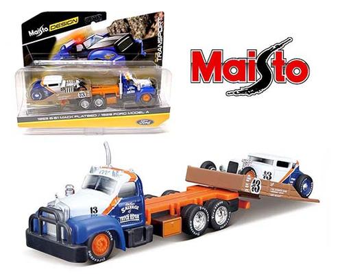 Maisto 1:64 Elite Transport 1953 Mack B-61 Flatbed with 1929 Ford Model A