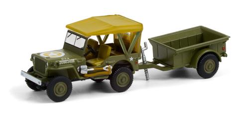 1943 Willys MB Jeep with M5 Liquid Vesicant Detector Invasion Star and 1/4 Ton Cargo Trailer