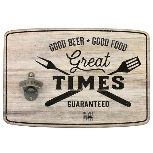 GREAT TIMES RUSTIC WOOD BOTTLE OPENER 15&quot;x10&quot;