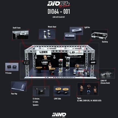 1/64 Diorama LBWK Auto Salon (With figures, accessories and car)