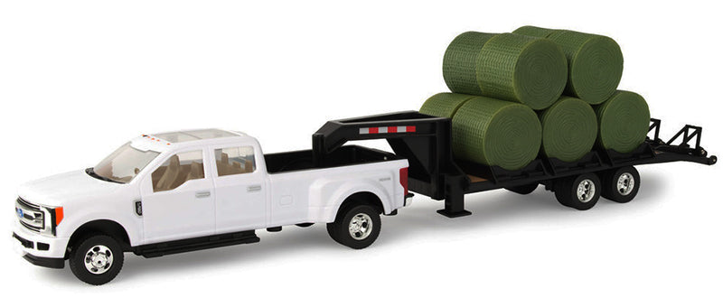 Ford F-350 with Trailer Hauling Hay Bales
