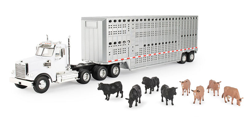 Freightliner 122SD Semi Truck with Cattle Trailer
