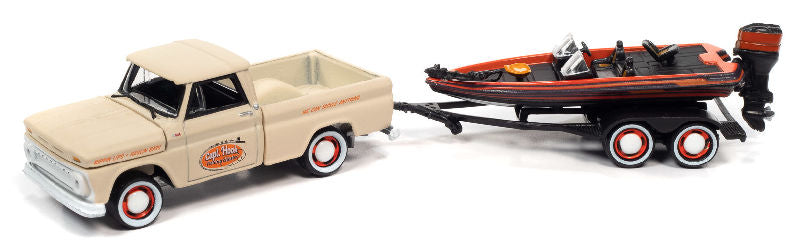 1965 Chevy Stepside Pickup with Bass Boat and Trailer