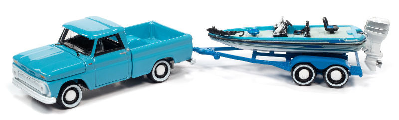 1965 Chevy Stepside Pickup with Bass Boat and Trailer