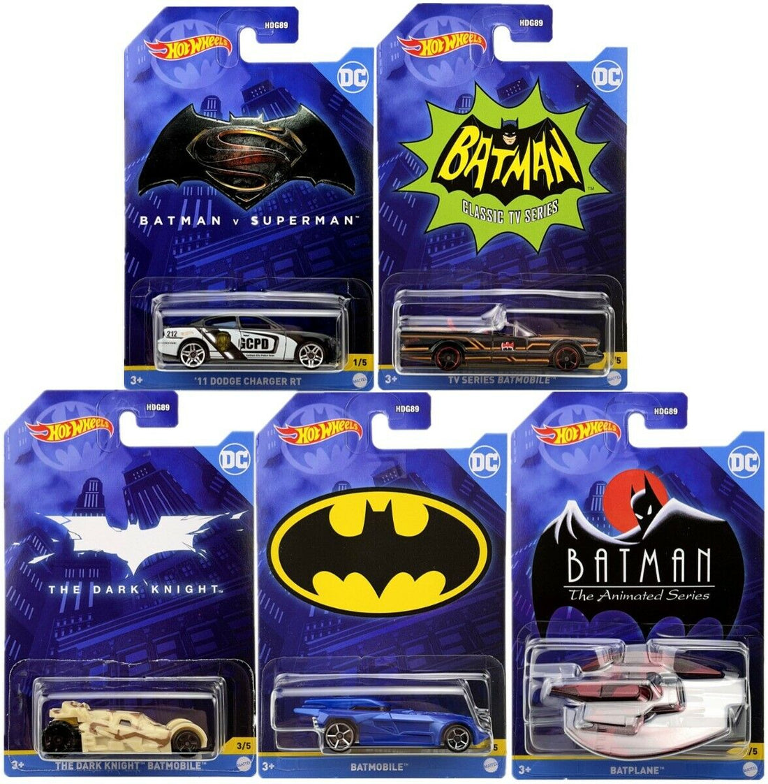 2022 Hot Wheels 1/64 Batman Theme Batmobiles A Case (set of 5)