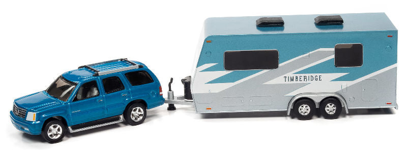 2005 Cadillac Escalade in Teal with Camper Trailer