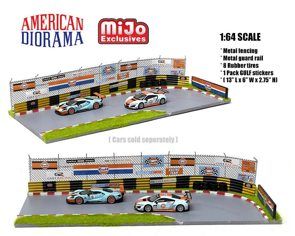 Ensemble 1:64 Racetrack Diorama w/Auto World Gulf Racing Livery Stickers